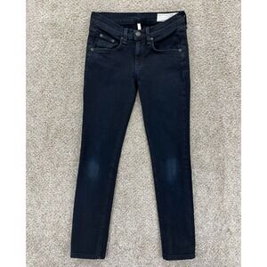 Rag & Bone‎ Jeans Womens 24 Black Coal Skinny Ankle Crop Mid Rise Stretch Denim